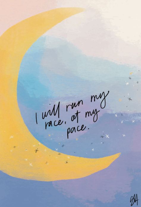 I will run my race at my pace 🌙💙 Own Lane Own Race Own Pace Quotes, Motherhood Illustration, Creative Mom, Faith Art, Mom Art, Human Design, Walk On, Black Art, Digital Art