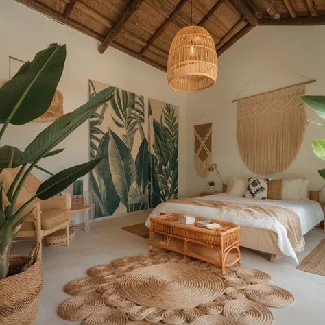 Best 36 Tropical Bedroom Ideas Costa Rica Bedroom, Tropical Themed Bedroom Ideas, Hawaii Theme Bedroom, Tropical Airbnb Decor, Moody Tropical Decor, Island Bedroom Ideas, Modern Tropical Bedroom, Hawaiian Interior Design, Tropical Bedroom Ideas