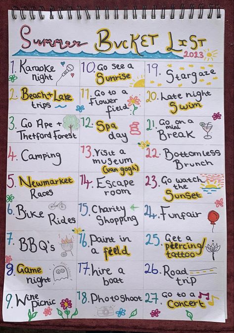 Buket List 2023, 2024 Bucket List, 2023 Summer Bucket List, Summer List Ideas, Summer Bucket List 2023, Thing To Do With Friends, Summer Bucket List Poster, Bucket Lists Ideas, 2023 Bucket List