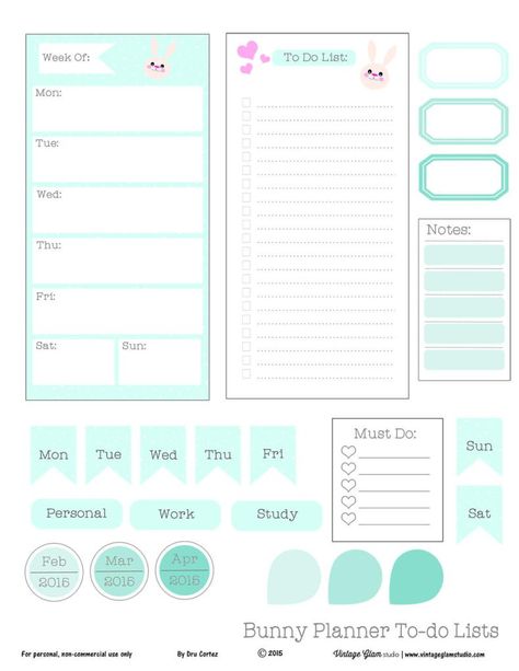 Do List Ideas, To Do List Ideas, Whimsical Bunny, Glam Studio, To Do Planner, Planner To Do List, Filofax Personal, طابع بريدي, Journal Templates