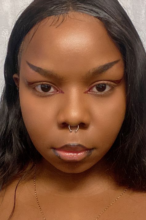 something about upturned eyebrows that always GIVES. soft alt black girl makeup brown lip liner goth emo Upturned Eyebrows, Alt Eyebrows, Eyebrow Ideas, Goth Eyebrows, Soft Alt, Brown Lip Liner, Makeup Brown, Eyebrow Shapes, Portrait References