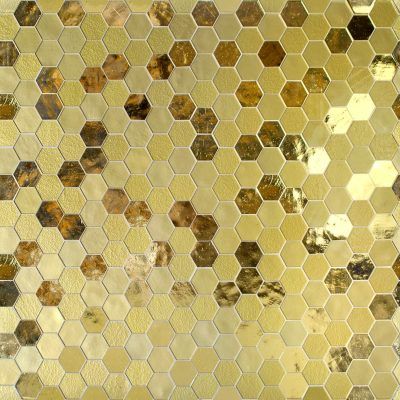 Immense® Archives - TREND Group Gold Mosaic Tile, Gold Mosaic, Triangular Pattern, Backsplash Bathroom, Tile Projects, Hexagon Pattern, Interior Floor, Glass Mosaic Tiles, Tile Samples