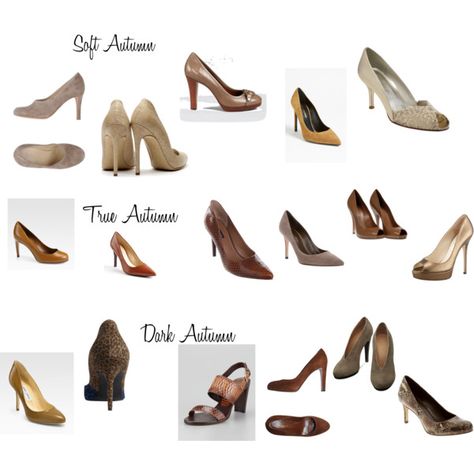 Soft Autumn Nude Shoes Polyvore Autumn, Soft Autumn Deep, 12 Blueprints, Autumn Accessories, Soft Autumn Color Palette, True Autumn, Autumn Shoes, Colour Analysis, Dramatic Classic