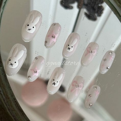 Bunny 🐰🤍 Rabbit Nails, Press On Nails, Nail Inspo, Instagram Photo, Photo And Video, Nails, On Instagram, Instagram