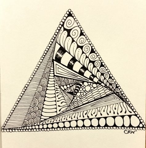 CraftyArtistKc – Making creativity a way of life. Triangle Zentangle Patterns, Zentangle Art Triangle, Mandala Art In Triangle, Triangle Strategy Art, Triangle Zentangle, Paradox Zentangle, Doodle Zen, Y-ful Power Zentangle, 3d Art Drawing