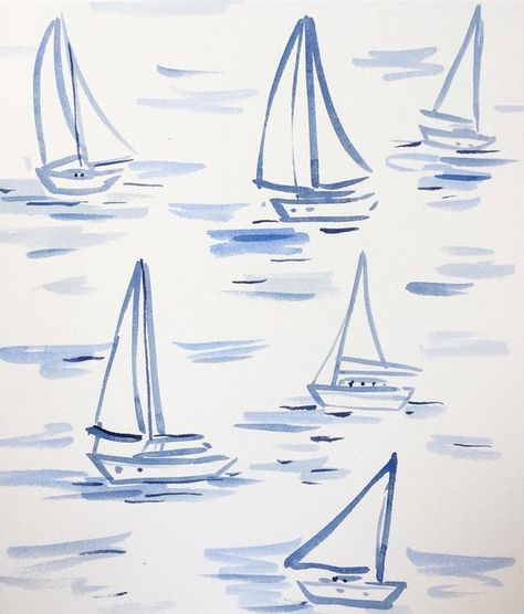 Sailboat Sketch, Sailboat Drawing, Boat Sketch, Boat Drawing, Sailboat Art, Summer Illustration, Sailboat Painting, Sketches Simple, Water Painting