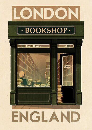 London Travel Poster, Postal Vintage, London Poster, Book Shop, London Town, Photo Vintage, Vintage London, Store Front, Poster Vintage