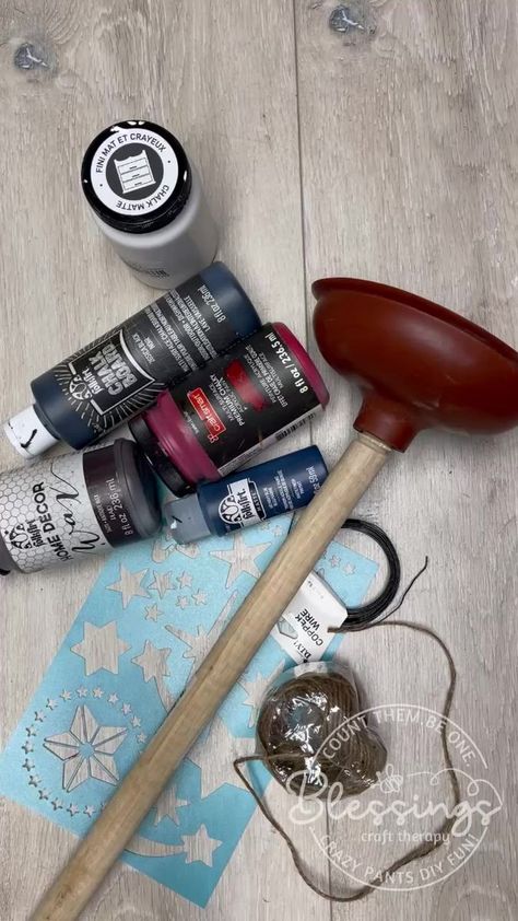 Diy Dollar Tree plunger firecrackers #easycrafts #dollartreediy #upcycledcraft #americanadecor | Blessings Craft Therapy | Plunger Crafts, Craft Therapy, Americana Decor, Upcycled Crafts, Dollar Tree Diy, Dollar Tree, Easy Crafts, Lamp Post, Audio