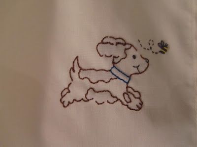 Smock, Sew and Be Merry: June 2012 Dog puppy embroidery Shadow Embroidery, Diaper Shirt, Dog Embroidery Designs, Baby Embroidery, Be Merry, Japanese Embroidery, Shirt And Shorts, Boy Shirt, Cute Embroidery