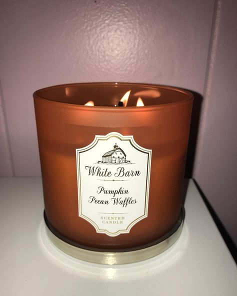 Tonight’s burn is my ALL TIME FAVORITE! From @bathandbodyworks fall line this year! It’s Pumpkin Pecan Waffles and smells like captain… Pecan Waffles, Fall Candle, Pumpkin Pecan, White Barn, Fall Candles, All Time, Candle Jars, Pumpkin Pecan Waffles, Candles Pumpkin