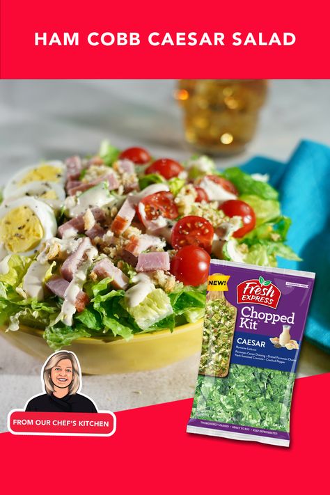 Got some leftover Easter ham and colored eggs? We’ve got a perfect recipe for you - Cobb Caesar salad. With just 4 ingredients it’s a snap to make! Ham Dinner Recipes, Caesar Salads, Ham Dinner, Easter Ham, Cut Recipe, Best Salad, Colored Eggs, Caesar Salad Recipe, Low Carb Salad