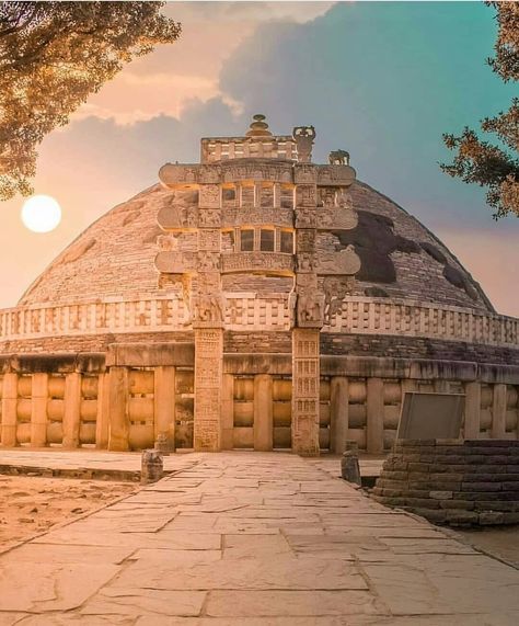 Great Stupa At Sanchi, Sanchi Stupa, Brick Structure, Stone Structures, Ancient Indian Architecture, Temple Photography, Famous Buildings, Architecture Design Concept, Indian Architecture