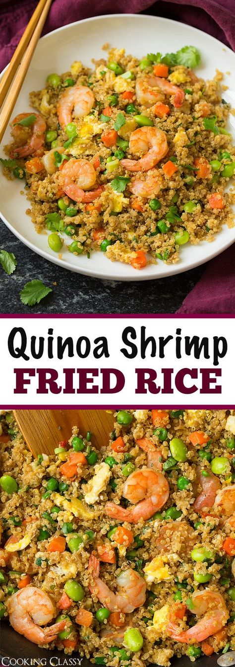 Quinoa Shrimp, Shrimp Quinoa, Ham Fried Rice, Fried Quinoa, Shrimp And Quinoa, Fish Dinners, Recipes Rice, Recipe Shrimp, Shrimp Fried Rice