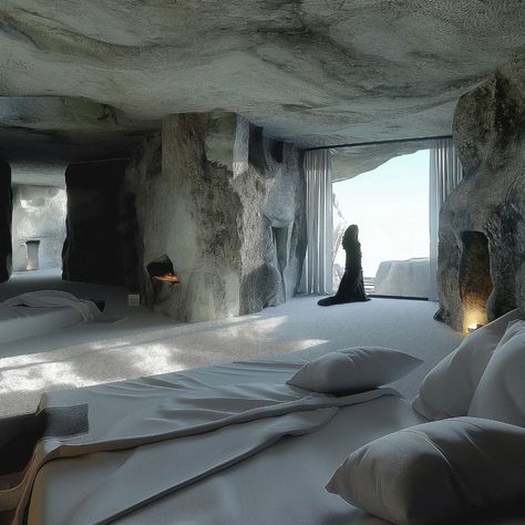 cave dwellers #imagine #midjourneyarchitect #midjourney #artificialintelligence #artificialarchitecture #artificialsketchbook #artificialgram #cavedwellers #cave #rocks #nature #ecohouse Cave Like Interior, Cave Bedroom Ideas, Modern Cave House, Cave Interior Design, Ancient Futurism, Cave Architecture, Cave Interior, Industrial Style House, Cave Houses