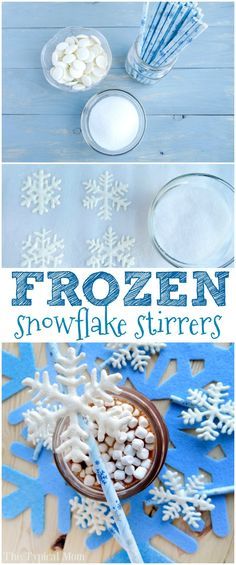 Chocolate snowflake stirrers perfect for a FROZEN birthday party or hot chocolate stirrers for Christmas. These are so fun to make! via @thetypicalmom Mrs Fields Chocolate Chip Cookies, Hot Chocolate At Home, Chocolate Stirrers, Chocolate At Home, Hot Chocolate Stirrers, Disney Frozen Party, Cup Of Hot Chocolate, Delicious Appetizer Recipes, Holiday Goodies