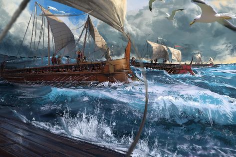 ArtStation - Naval Manoeuvers Pirate Ship Art, Sea Peoples, Old Sailing Ships, Speed Painting, Location Inspiration, Black Sails, Goth Decor, Islamic Paintings, Fantasy Places