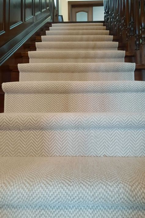 Herringbone  Cortenaer Wool Carpet stair runner Carpet Stair Runner, Landing Ideas, Carpet Staircase, Chevron Carpet, Living Room Redo, Floor Remodel, Custom Area Rugs, Hall Decor, Stair Runner Carpet