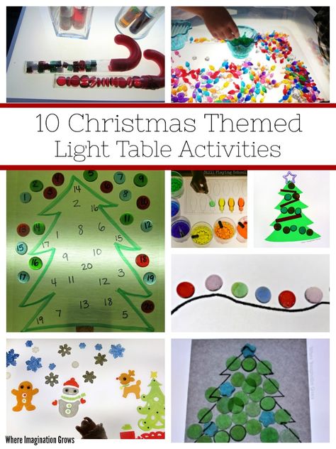 Christmas Light Table Ideas, Christmas Light Table Activities, Light Table Ideas For Preschoolers, Christmas Light Table, Table Activities For Kids, Fine Motor Crafts, Fun Christmas Activities For Kids, Light Table Activities, Light Box Activities