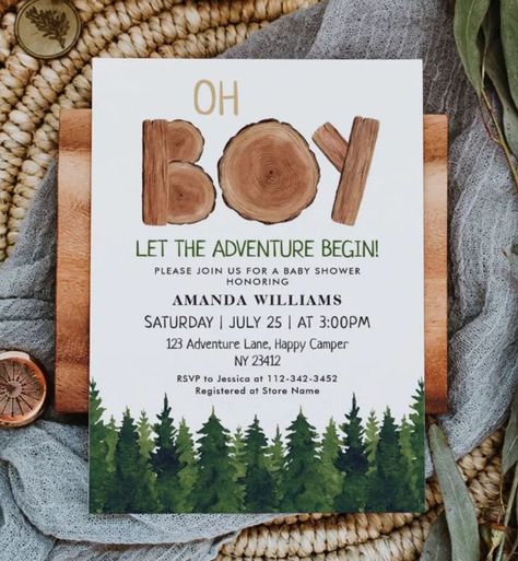 Adventure Baby Shower Boy, Outdoorsy Baby Shower, Camping Shower Ideas, Enchanted Forest Baby Shower, Baby Boy Sprinkle, Auntie Baby, Forest Baby Showers, Adventure Baby Shower, Baby Shower Theme Decorations