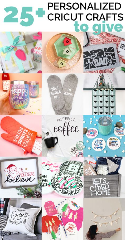 25 great Cricut gift ideas for the holiday season! Personalize these gift ideas with your Cricut for a meaningful gift to be remembered! || See Kate Sew #giftideas #cricut #cricutgifts #cricutcrafts #cricutdiyprojects #seekatesew Cricut Gift Ideas, Vinyle Cricut, Cricut Christmas Ideas, Cricut Birthday, Diy Xmas Gifts, Projets Cricut, Cricut Craft Room, Diy Cricut, Homemade Christmas Gifts