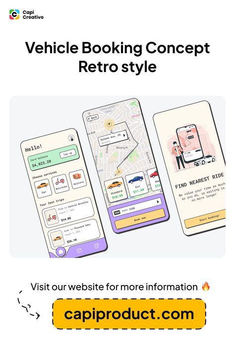 With just some small touches and this transportation, app is bringing out to life again. What do you guys think of the design style this week: retro? Acnh Retro Transportation Stop, Retro App Design, Retro App, Retro Interface Design, Retro Ui Design, Bus Website Design, Retro Website, Transportation App Design, Travel Mobile App Design