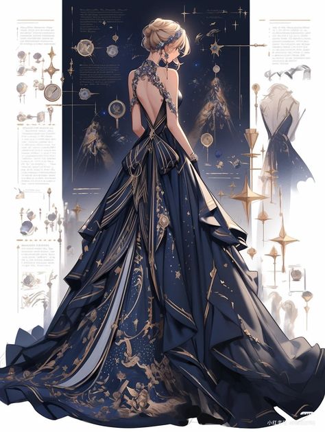 Ravenclaw Wedding Dress, Ravenclaw Outfit Aesthetic, Hogwarts Sketch, Ravenclaw Dress, Fantasy Dress Art, Hp Oc, Wizarding Schools, Ravenclaw Outfit, Blue And Gold Dress