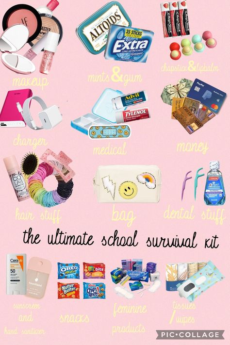 : Get your kids ready for the new school year with our collection of must-have supplies. #backtoschool #schoolsupplies Stuff For School Ideas, 6th Grade Emergency Kit, Safety Kit For School, Erin Condren Academic Planner, Middle School Survival Kit, Back To School Survival Kit, School Emergency Kit, Middle School Survival, School Survival Kits