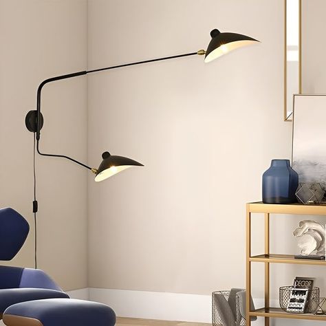 Bedroom Reading Lights, Room Swing, Narrow House Designs, Wall Sconces Living Room, Black Wall Lights, Wall Lights Living Room, Loft Lighting, Wall Lighting, Black Wall