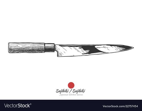 Japanese Knife Tattoo Ideas, Santoku Knife Tattoo, Japanese Chef Knife Tattoo, Kitchen Knife Tattoo, Knife Illustration, Culinary Tattoos, Sushi Knife, Knife Logo, Japanese Kitchen Knife