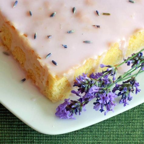 French Almond Cake, Cake With Lavender, French Almond, Lavender Cake, Lavender Recipes, Lavender Lemon, Lemon Glaze, Almond Cake, A Piece Of Cake