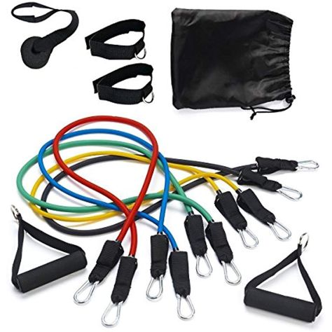 Nursace 11 pcs Resistance-Band-Set, Yoga Pilates Abs Exercise Fitness Tube Workout-Bands for Resistance Training, Home Gyms Workouts Fitness. >>> Check out this great product. (This is an affiliate link) Pilates Ab Exercises, Exercise Chart, Fitness Bands, Fitness And Exercise, Full Body Training, Resistance Tube, Exercise Bands, Fitness Accessories, Resistance Band Set