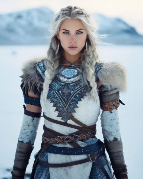 Warrior Inspired Outfit, Nordic Female Warrior, Braided Hairstyles Viking, Blonde Warrior, Hairstyles Viking, Female Viking, Vikings Halloween, Viking Queen, Viking Warrior Woman