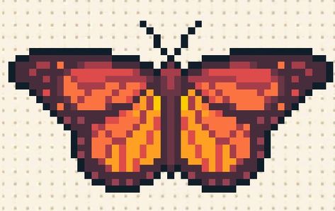 Simple Butterfly Pixel Art, Honeycomb Pixel Art, Bug Perler Bead Patterns, Bug Pixel Art, Moth Pixel Art, Pixel Art Butterfly, Butterfly Pixel Art, Pixel Butterfly, Bug Cross Stitch