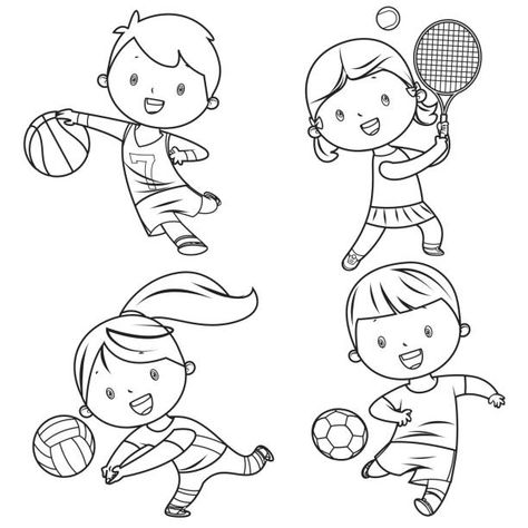 Sports Silhouettes, Physical Project, Sport Drawing, Sports Drawing, Sports Cartoon, Sports Coloring Pages, Characters Drawing, Sports Drawings, Sport Illustration