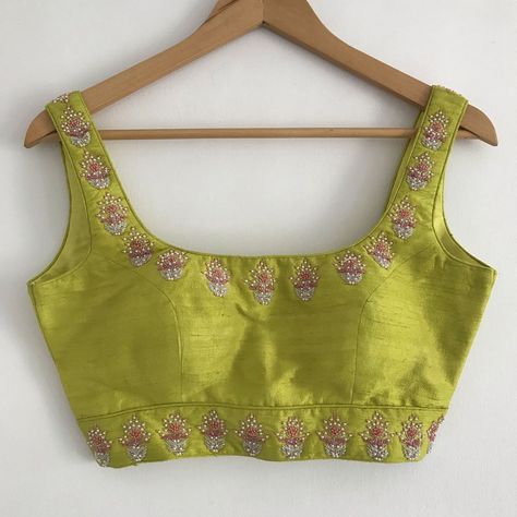 Green Blouse Design, Modern Blouse Designs, Pink Saree Blouse, Lime Green Blouse, Lengha Blouse Designs, Green Blouse Designs, Saree Blouse Design, Pink Blouse Designs, Sleeveless Blouse Designs