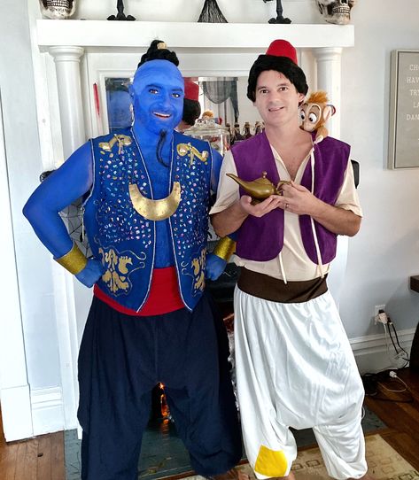 Genie And Aladdin Costume, Aladdin Group Costume, Gay Couple Costumes, Aladdin Costume Diy, Aladdin Outfit, Aladdin Genie Costume, Aladdin And Genie, Genie Outfit, Aladin Disney