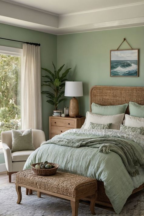 Discover the secrets to creating a versatile, elegant bedroom color scheme that complements any decor style effortlessly.
#ad  


#Colortrend
#wallpaint2024
 #color2024
 #DIYpainting
 ##DIYhomedecor
 #Fixhome Dark Green Coastal Bedroom, Seaglass Green Bedroom, Palladium Blue Bedroom Green Bedding, Green Coastal Bedroom, Bedroom Inspirations Cozy Color Schemes, Light Green Coastal Bedroom, Green And Blue Bedroom, Blue And Green Bedroom, Cherry Wood Kitchen Cabinets