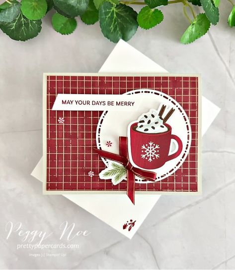 Handmade Christmas Card made with Joyful Images Ephemera Pack by Stampin\' Up! created by Peggy Noe of Pretty Paper Cards #joyfulimagesmix&match #stampinup #peggyNoe #Christmascard #stampingup #prettypapercards Stampin Up Joyful Images Ephemera Pack, Stampin Up Joyful Images Ephemera, Joyful Images Ephemera Pack Stampin'up, Joyful Images, Hot Chocolate Card, Ephemera Cards, Chocolate Card, Simple Christmas Cards, Handmade Thank You Cards