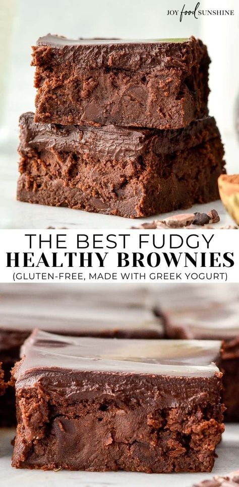 These Healthy Greek Yogurt Brownies are so fudgy and delicious that no one ever suspects they're good for you! They're easy to make and are the best healthy brownies you'll ever eat. Healthy Puddings, Yogurt Brownies, 2024 Diet, Greek Yogurt Brownies, Greek Yogurt Chocolate, Yogurt Chocolate, Brownie Recipes Healthy, Summer Sweets, Recovery Food