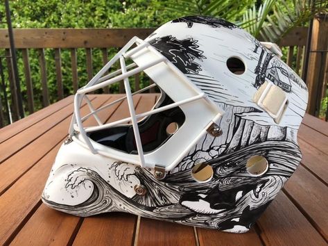 Hockey Helmet Design Goalie Mask, Hockey Helmet Design, Goalie Pads Custom, Hockey Goalie Mask Design, Goalie Helmet Design, Hockey Goalie Helmet Designs, Goalie Mask Designs, Hockey Goalie Pads, Mask Inspiration