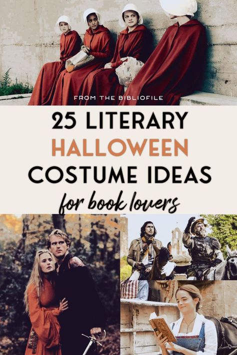 25 Literary Halloween Costumes for Adults - The Bibliofile #Books #Costumes #Halloween #Holiday #Literary Bookworm Halloween Costume, Literary Couples Costumes, Bookish Halloween Costumes, Bookish Costumes, Book Character Costumes For Adults, Book Character Cosplay, Book Lover Wallpapers, Literary Character Costumes, Bookworm Costume