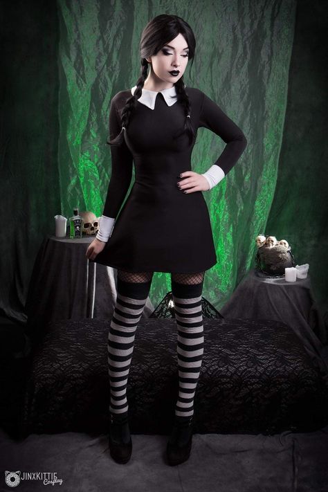 Wednesday Addams Cosplay, Wednesday Costume, Wednesday Addams Costume, Wednesday Dress, Addams Family Costumes, Legs Outfit, Maid Outfit, Addams Family, Family Halloween