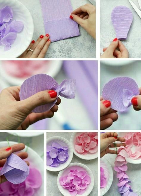 How to make crepe paper wisteria flowers Paper Flowers For Kids, Crepe Paper Crafts, Winter Crafts Preschool, Diy Tumblr, Diy Flores, Crafts Preschool, Quilled Creations, Crepe Paper Flowers, Paper Flowers Craft