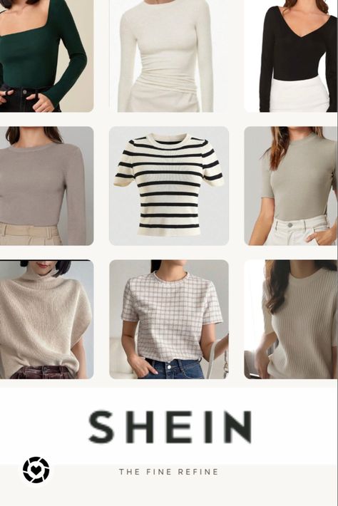 Shein finds Affordable Trendy Crew Neck Knit Top, Affordable Cream Crew Neck Knit Top, Everyday Beige Crew Neck Top, Affordable Ribbed Long Sleeve Knit Top, Affordable Crew Neck T-shirt By H&m, Shein Finds, Elegant Tops, How To Look Expensive, Round Neck Tees