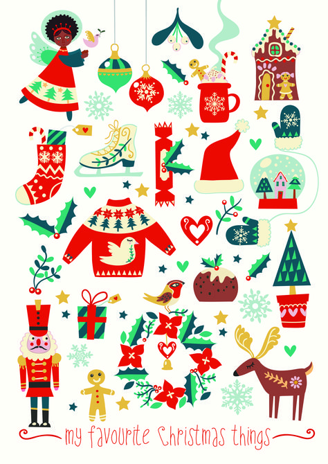 Illustration of favourite Christmassy things! See more illustration prints in my shop #kidswallart #childrensprints #illustrationprints #kidsbedroomdecor #illustration #christmas #christmasinspiration Illustration Christmas, Christmas Illustrations, Christmas Things, Kids Wall Art, Christmas Card Design, Wall Art Nursery, Noel Christmas, Christmas Paintings, Holiday Illustrations