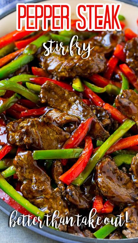 Stir Fry Steak, Pepper Steak Recipe Easy, Peper Steak, Stir Fry Beef, Steak Peppers, Pepper Steak Stir Fry, Steak Stirfry Recipes, Chinese Pepper Steak, Steak Stir Fry