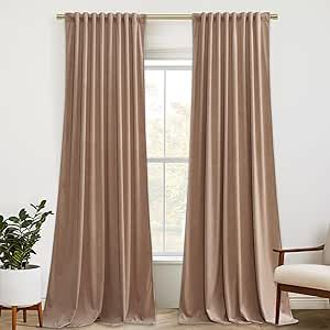 StangH Velvet Curtains for Bedroom 108 inches Long, Soft Thick Thermal Insulated Privacy Window Drapes Elagant Home Decors for Sliding Door, Blush Beige, W52 x L108, 2 Panels Window Privacy, Curtain Rings, Darkening Curtains, Velvet Curtains, Window Drapes, Room Darkening, Elegant Homes, Sliding Doors, Panel Curtains