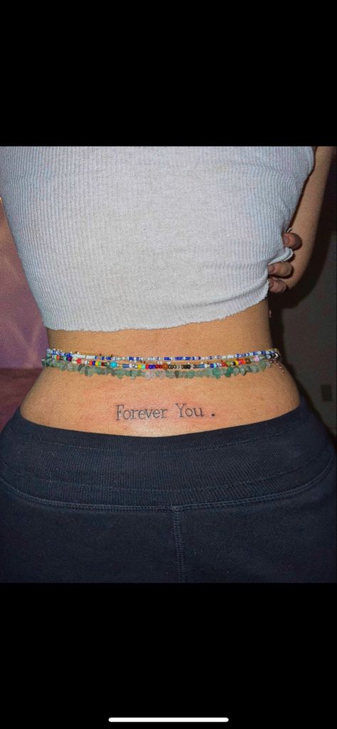 Black Women Lower Back Tattoos, Lower Back Name Tattoos For Women, Lower Back Writing Tattoo, Back Dimple Tattoo Women, Tailbone Tattoos For Women, Modern Lower Back Tattoo, Name Back Tattoo For Women, Mid Lower Back Tattoo, Lower Back Name Tattoos