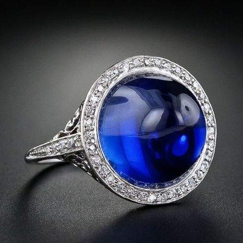 Edwardian Ring, Sapphire Cabochon, Antique Engagement Ring, Edwardian Jewelry, Platinum Diamond Rings, Sapphire And Diamond Ring, Ceylon Sapphire, Royal Jewels, Cabochon Ring