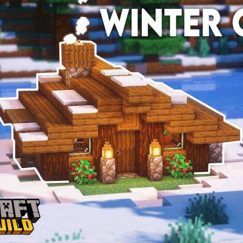 Spruce Winter House Minecraft, Minecraft Snow Cabin Ideas, Snow Biome Base Minecraft, Minecraft House Christmas, Minecraft Snowy Biome Builds, Small Winter House Minecraft, Spruce Minecraft Cottage, Minecraft House Ideas Snow Biome, Tundra Minecraft House